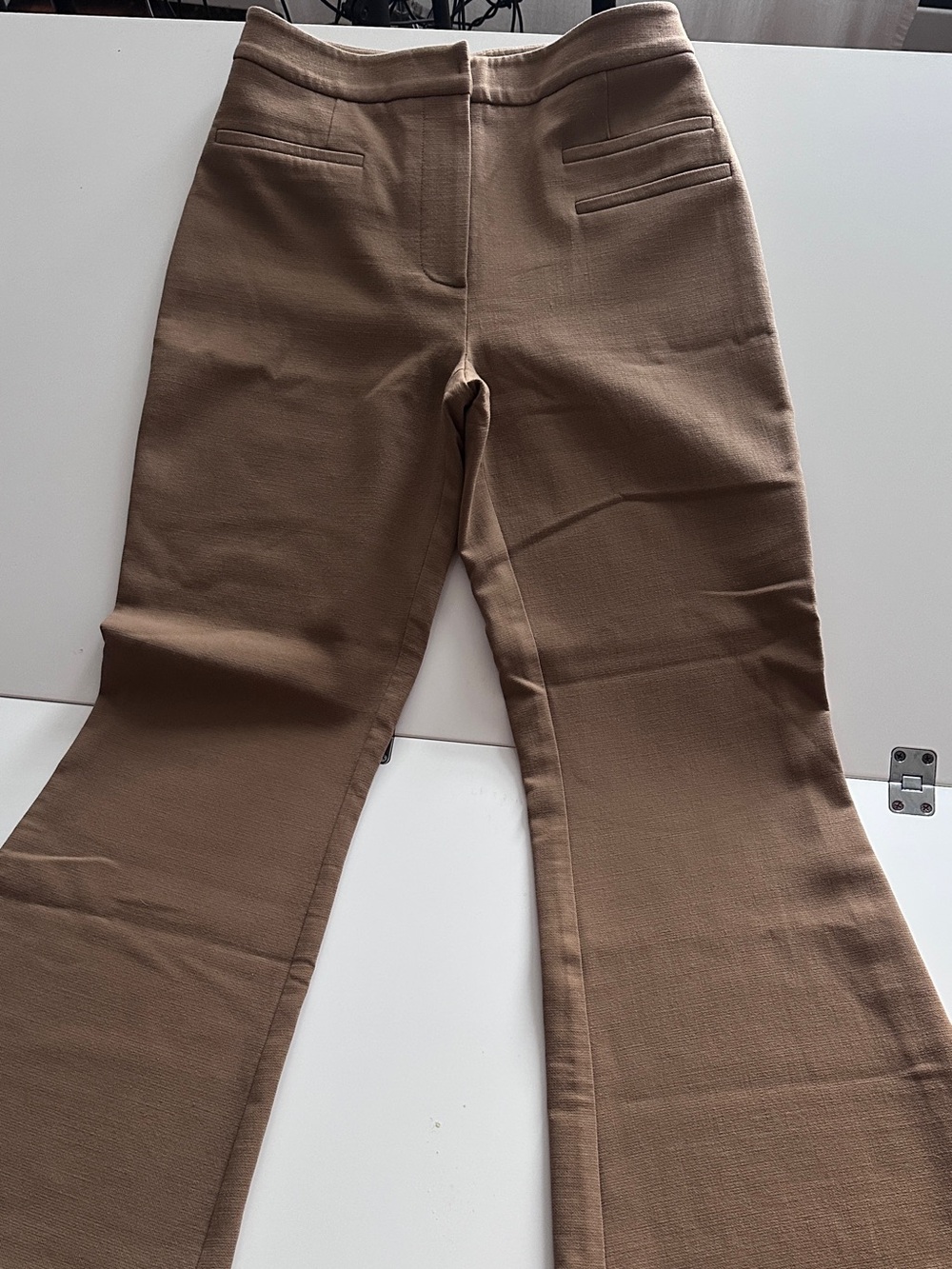 Rejina Pyo Olive Brown Wool Boot Cut Trousers UK 12 - 93% Wool Like New London